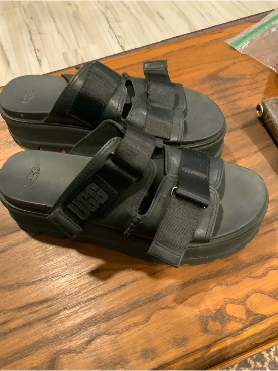 UGG Shoes - UGG Black Dual-Strap Platform Slides